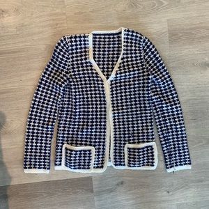 Blue and White Knit Cardigan
